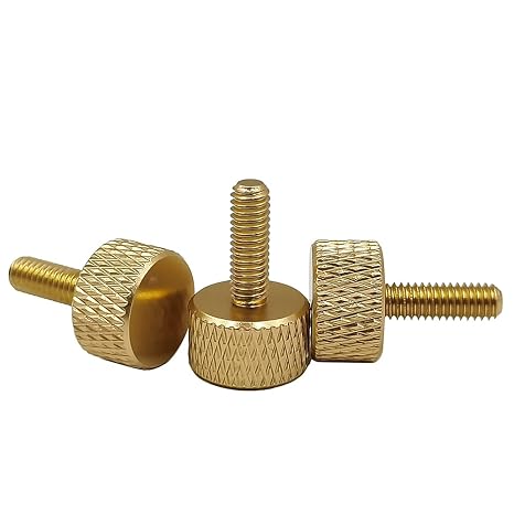 M5 Knurled Thumb Screws, Aluminium Alloy, Oxidation Anodizing Surface, Adjustment Screw s, Computer Screws, 20 Pieces, Multi-Colour (M5 x 10 mm, Gold)