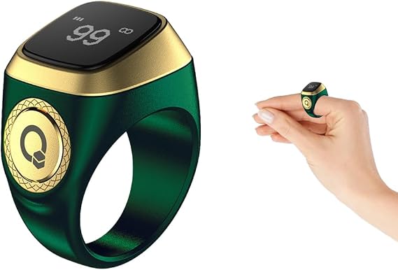 Anlising Smart Ring Counter, Smart Tasbih Zikr Ring, Muslim Islamic Prayer Smart Rings, Tasbih Counter Smart Ring, Tasbeeh Smart Counter, Digital Electronic Smart Tally Counter for Prayer(Green, 18MM)