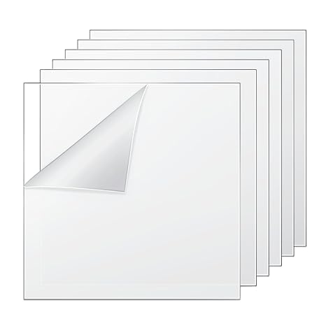 4'' x 4'' Clear Acrylic Sheet Plastic Square Transparent Acrylic Blanks Panel Signs with Protective Paper, 0.04 Inch Thick 12 Pack