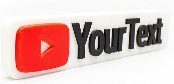 SignKraft3D Custom YouTube Inspired Nameplate – Personalized Channel Plaque for Vloggers, Boys, Girls, Desk or Wall Decor, Social Media Influencer Gift, Video Creator Display, Custom Sign, 24CM Wide