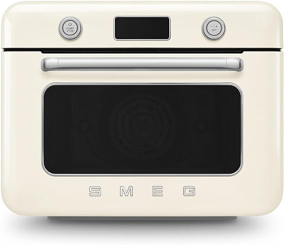 SMEG COF01Countertop Combi Oven - Multi-Function Grill, Air Fry, Steam, Bake, Convection, Defrost, and Warm, 10 Cooking Functions - Made In Italy (Cream)