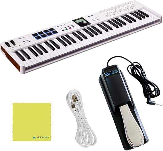 Arturia KeyLab 61 Essential Bundle, mk3 MIDI Controller (White + Pedal)
