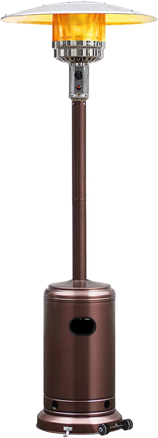 Giantex Patio Heaters for Outdoor Use, 48,000 BTU Propane Outdoor Heaters with Wheels, Outdoor Heat Lamp with Tip-over Protection & CSA Certified for Commercial and Household (Bronze)