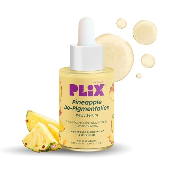PLIX - THE PLANT FIX 2% Alpha Arbutin Pineapple Depigmentation Dewy Face Serum for Dark Spots for Unisex with 10% Niacinamide, 5% PHA for All Skin, 30ml (Pack of 1)