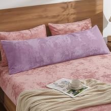 BEDELITE Velvet Body Pillow Cover with Zipper, Soft and Plush 20x54 Long Pillow Case, Velvety Smooth and Cozy Body Pillow Pillowcase for Bedroom and Couch, for All Seasons(Lavender)