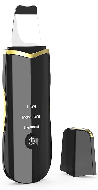 Qukot Ultrasonic Skin Scrubber Spatula - Upgraded Blue-Light Blackhead Remover Pore Cleaner Face Scraper Comedone Pimple Zit Extractor Facial Deep Cleaning Machine for Women Men