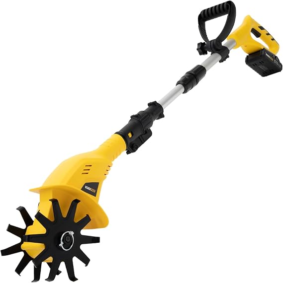 20V Cordless Electric Cultivator, Extendable Pole, 250 RPM Garden Tiller - Handheld Tiller Cultivator, Battery Powered, One-Button Control, 4" Tilling Width for Lawn, Gardening, Soil Cultivation