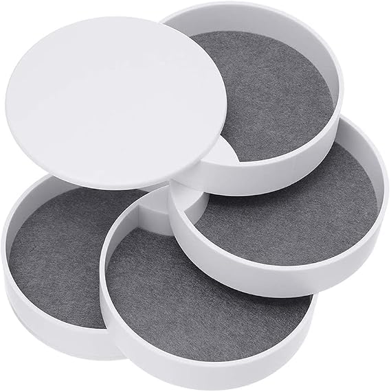 Jewelry Organizer Small Jewelry Storage Box 4-Layer Rotating Travel Jewelry Tray Holder for Women Bracelets Rings Bracelets Earrings (White)