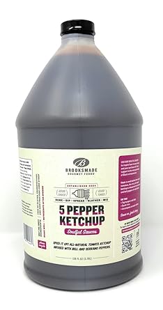 Brooksmade Gourmet Foods Soulful Sauces, 5 Pepper Ketchup, Gluten Free, No High Fructose Corn Syrup All-Natural Spicy Ketchup, Made with Organic Tomatoes, 128 oz