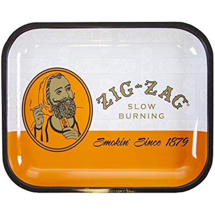 ZIG-ZAG Metal Rolling Tray, Large 13.4 x 10.8, Classic Orange, Elegant Design with Sleek Finish and Smooth Rounded Corners