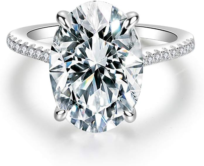 925 Sterling Silver 14x10mm 5.81 Ct Oval Solitaire Engagement Ring Large Oval-cut Cz Cocktail Ring