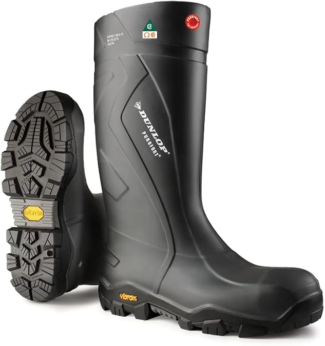 DUNLOP Purofort+ Expander Full Safety Wellies, Vibram Sole, Black
