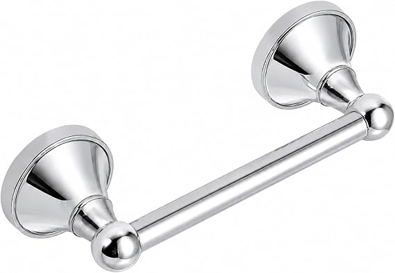 Brass Toilet Roll Holder Double Post Pivoting Antique Toilet Paper Holder Tissue Roll Wall Mounted Toilet Paper Loo Holder for Bathroom Kitchen (Sliver Chrome)