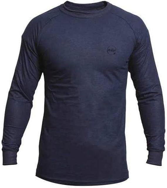 Flame Resistant Crewneck Shirt, Navy, Modacrylic, M, Mfr: C52FKSRLSMD-A