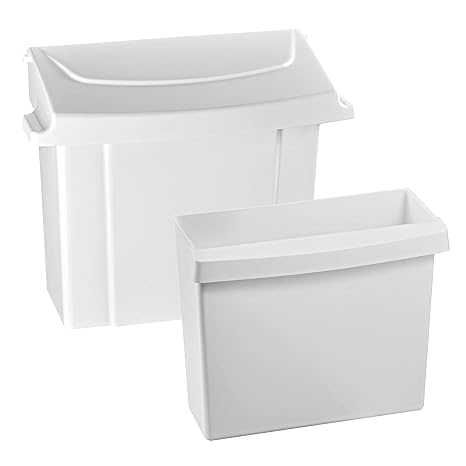 Alpine Sanitary Napkin Receptacle - Feminine Hygiene Disposal Container, Wall Mounted Trash Can with Odor Control Seal & Installation Hardware (White)