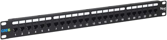 ICC CAT6 Feed-Through Patch Panel, 24-Port 1U Rackmount, Black, 1-Pack