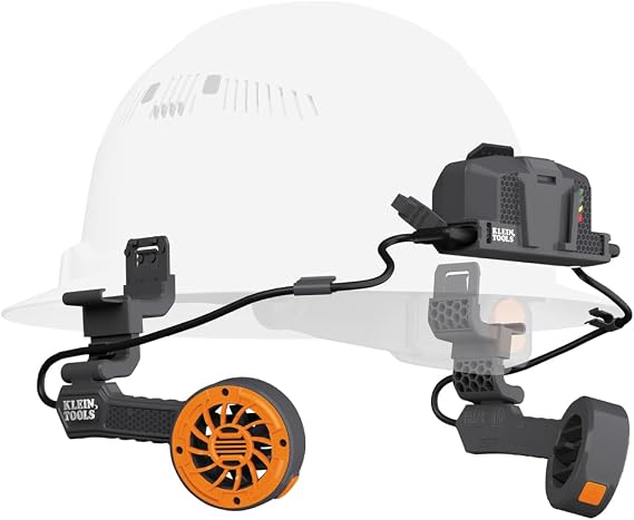 Klein Tools Dual Cooling Fan for Hard Hats and Safety Helmets, Lightweight, USB-C Rechargeable Fan, Cools Head, Neck, and Face