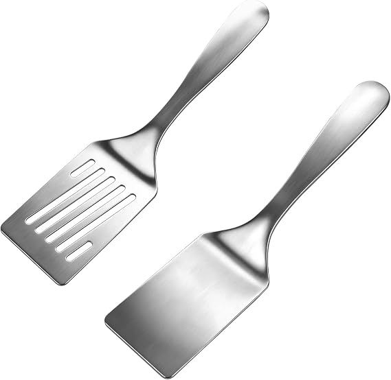 2-Piece Stainless Steel Compact Barbecue Turner Set for Plancha & Grill
