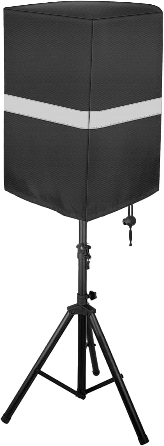 Speaker Cover for 8-15" inch Powered Speaker Mounted on Stand, Outdoor Waterproof Speaker Cover with Adjustable Drawstring, Dustproof & UV Protection (Black, 15)