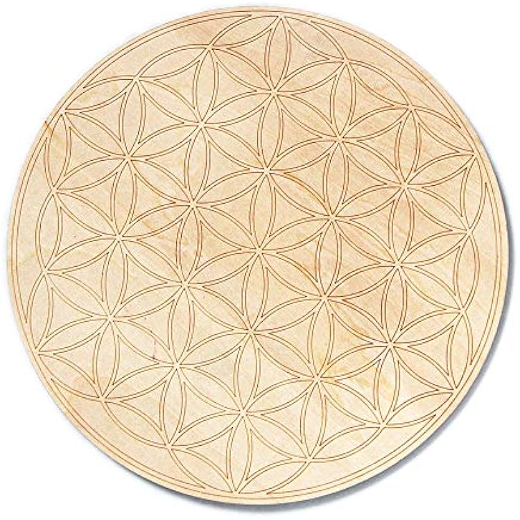 Flower of Life Wood Crystal Grid Altar Chakra Crystal Healing Sacred Geometry Metatrons Cube Witchcraft B