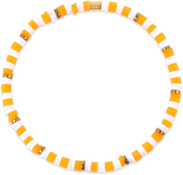 Pura Vida Cabrillo Vinyl Disc Stretch Bracelet Orange/White