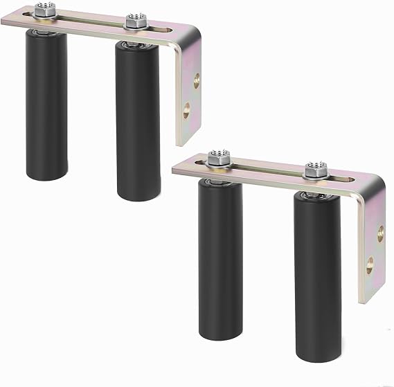 2Pack 6" Heavy Duty Slide Gate Guide Roller, Nylon Rollers with Universal L Bracket,Gate Roller Guide Gate Support Hardware for Sliding Rolling Gates/Barn Door Guide