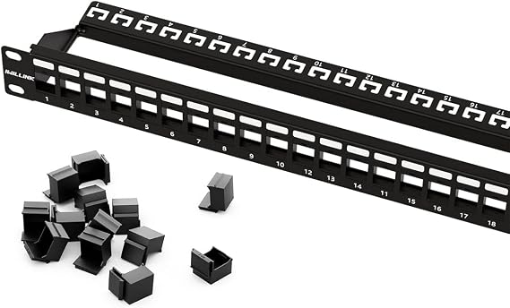 iwillink 24 Port Keystone Patch Panel with Blank Keystone Jack Inserts, 1U