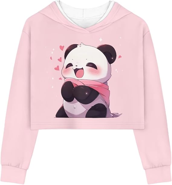 Long Sleeve Crop Tops for Girls Kids' Fashion Hoodies & Sweatshirts Kawaii Clothes