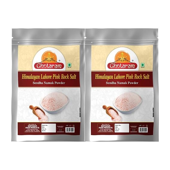 Ghotaram Classic Rock Salt Powder, Himalyan Pink Rock Salt Powder, 100% Pure Pink Salt with Natural Trace Minerals, Sendha Sandha Saindhav Sindhav Namak Lavana Loon-100GM*2Pack