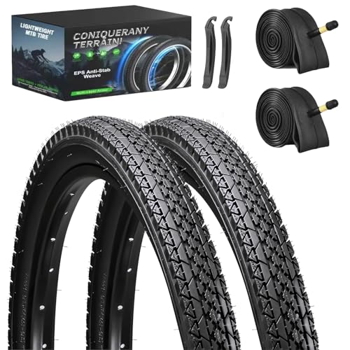 2-Pack Mountain Bike Tires Replacement 202426-inch Bike Tire with Anti-Stab Weave, Folding Mountain Bicycle Tires and Tubes