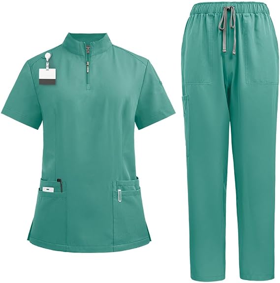 Zipper Stand Collar 2-Piece Jogging Set - Ideal Fashionable Uniform for Beauty Salons