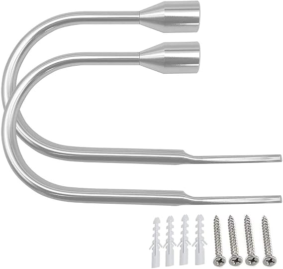 Curtain Tieback Hooks Chrome Curtain Holdbacks Tieback Hooks Decorative Curtain U Style Tie Back Hooks for Curtains Holder Metal Tie Backs Hook Back (Sliver)