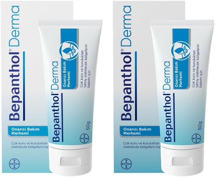 Bepanthol Onarıcı Bakım Merhemi 50 gr 2li Paket l Çok Kuru Ciltler ve Tahrişe Yatkın Bölgeler İçin Bakım