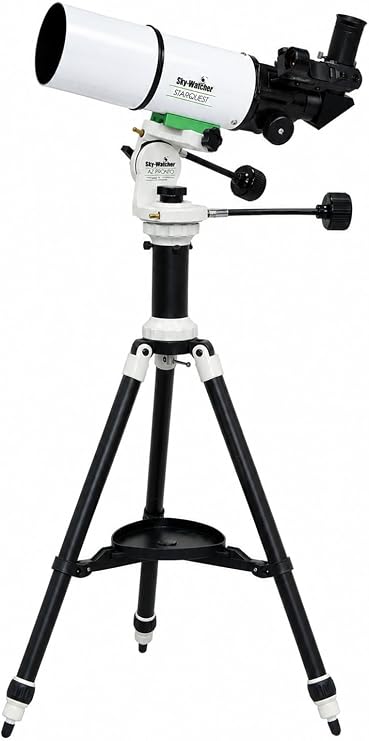 Skywatcher Astronomical Telescope, Aperture 3.1 inches 80 mm, Focal Length 15.7 inches 400 mm AZ-PRONT+STARQUEST80SS Telescope Set, Micro Dynamic Altazimuth Base, Acromatic Refractor Telescope, 40x/16x, Multi-coated, Moon Crater, See Saturn Circle SET1111111