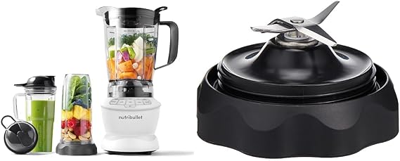 nutribullet Full-Size Blender Combo 1200W Matte White & Blender Combo Easy Twist Blade.5 lbs, Black/Stainless Steel