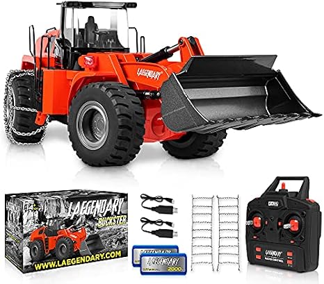 LAEGENDARY 1:14 Scale 22 Channel Full Functional Remote Control Front Loader Construction Tractor, Full Metal Bulldozer - Can Dig up to 3.5Lbs