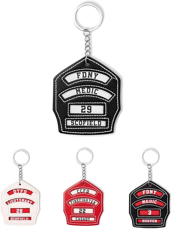 BYFDIY Custom Firefighter Shield Keychain Leather Personalized Department/Number/Name Fireman Keychain For Backpack Firefighter Birthday Gifts