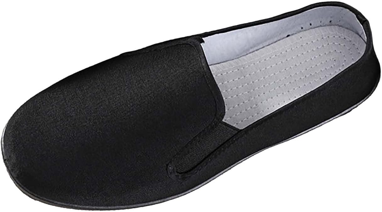 Men's Casual Slip-On Loafers, Breathable Soft Fabric Upper, Chinese Traditional Beijing Style Shoes Kung Fu Tai Comfortable Non-Slip Flat Sole for Everyday Indoor and Outdoor Use