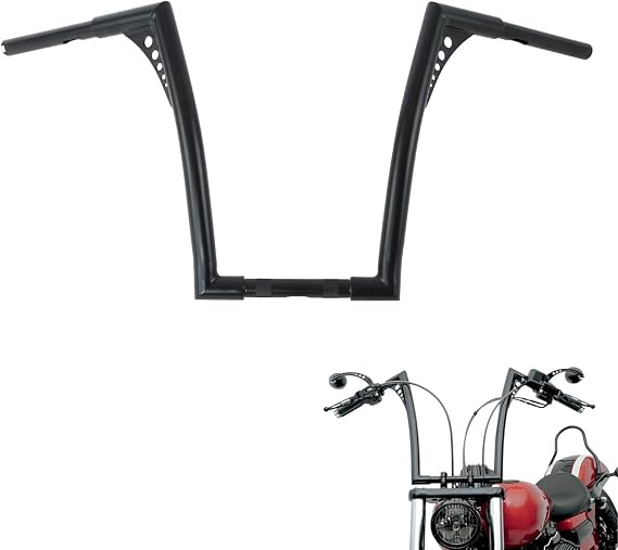 Motorcycle Handlebars 1 1/4" Ape Hangers 16" Rise Batwing Handle Bar For Harley Davidson Softail FLST FXST Sportster XL Dyna, Black