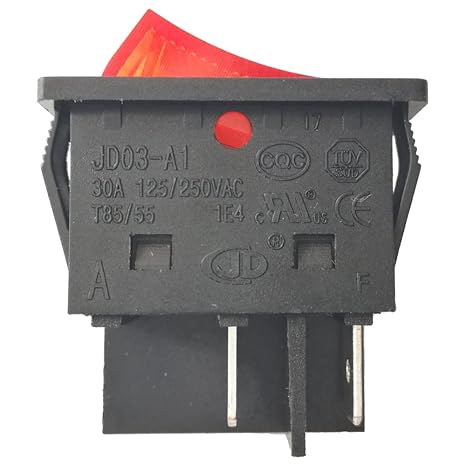 JD03-A1 4 Pins Rocker Switch Large Current ON-Off Power Push Button Switches with Working Indicator for Inverter Welding Machine and Boiler 30A 125/250V AC,2-Pack