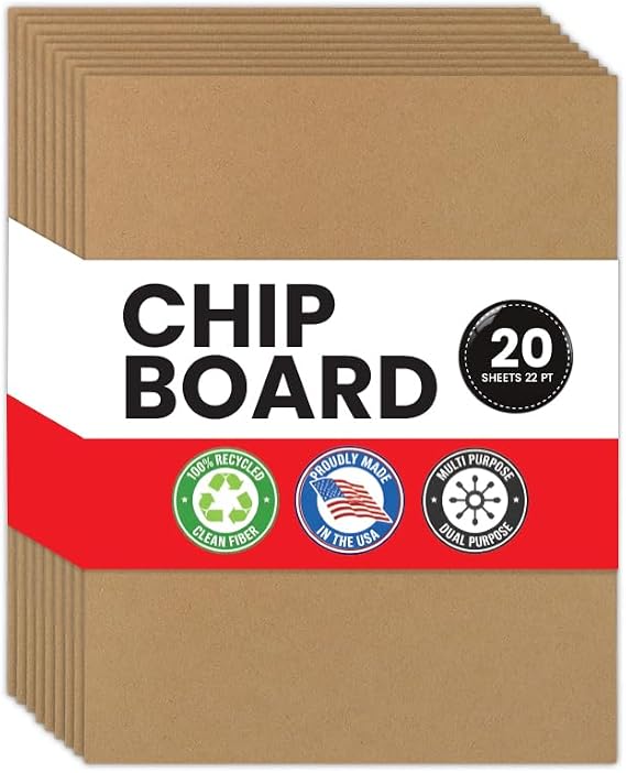 Chipboard Sheets 8.5 x 11 Inch 22pt Thick Chipboard Sheets Kraft Board Cardboard Sheets for Packaging Inserts, Bookbinding, Scrapbooking, Rigid Backing Board for Crafts and DIY Projects Pack of 10