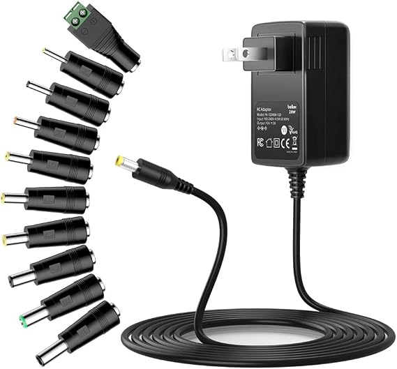 Belker Universal AC DC Adapter 12V 2A 1.5A 1A Power Supply with 10 Tips