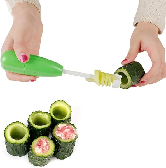 Veggie Corkscrew Carver, 4 Pcs Replaceable Vegetable Spiral Cutter Digging Tool, Coiled Vegetable Hole Digger Tool for Home Kitchen, Cooking Tools