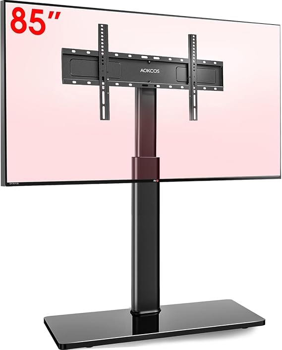 AOKCOS TV Stand Floor Stand Higher 1.6 m for 43-75 85 inch TVs Tilting Swiving Height-Adjustable TV Stand Universal TV Stand Max VESA 600 x 400 mm 50 kg (Black)