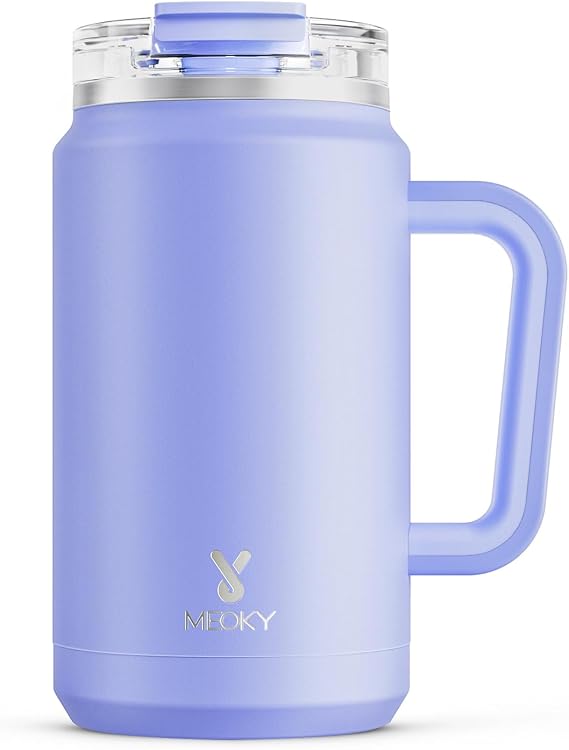Meoky 32 oz Tumbler with Handle, Stainless Steel Vacuum Insulated Tumbler, Keeps Cold for 30 Hours, 100% Leak-proof, BPA-Free (Lilac)
