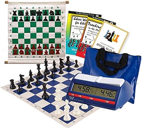 Scholastic Chess Club Starter Kit - for 10 Members - with DGT North American Chess Clocks - Blue