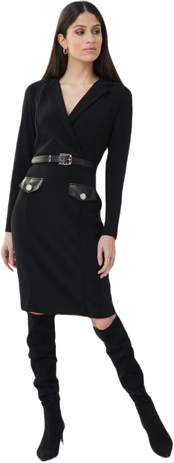 Joseph Ribkoff Black Front Wrap Dress Style 223266 Size 14