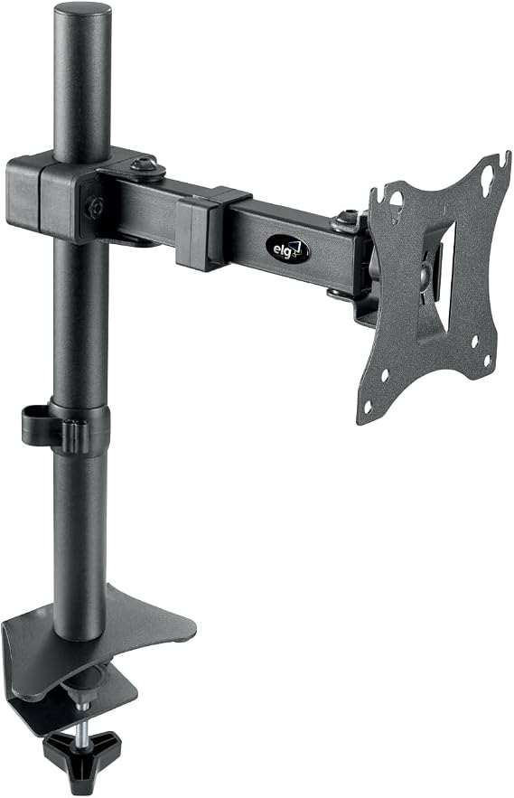 ELG Monitor Arm Desk Mount, Adjustable Height, 17-34" Screens up to 15.6 lbs, 360 Rotation, Heavy-Duty Steel with Epoxy Coating, VESA 75x75 to 100x100mm, Cable Organizer, Black