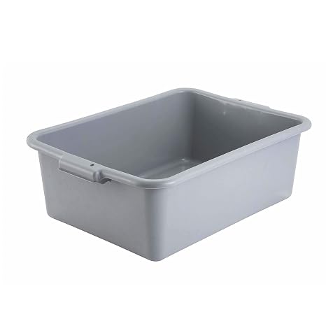 Winco 7" Gray Bus Box Dish Tub for Restaurants