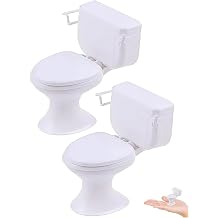 2Pcs White Plastic Decoration 1:12 House Toilet House Bathroom Furniture Mini Toilet Cake Decoration for House Accessories Dollhouse Décor